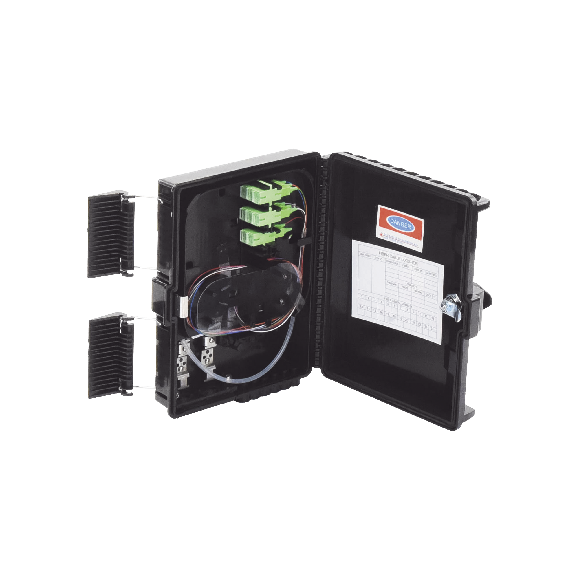 Cierre de Empalme para 24 fusiones de fibra óptica, Interior/Exterior, con 8 acopladores SC/APC y splitter 1x8, IP65