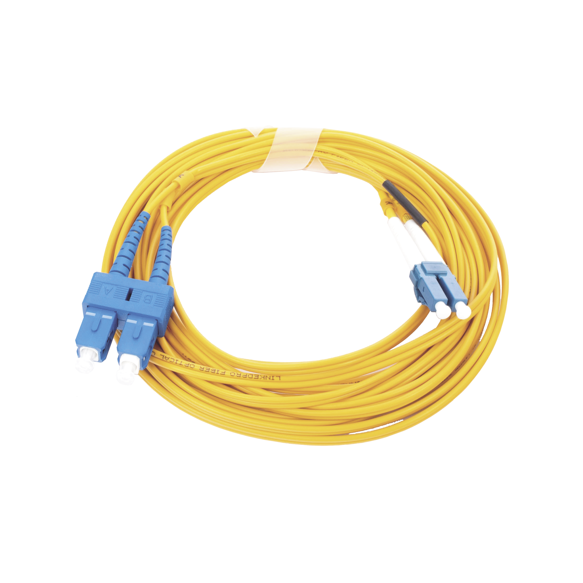 Jumper de Fibra Óptica Monomodo 9/125 LC/UPC-SC/UPC, PVC, 2.0 mm, Dúplex, amarillo, 5 metros