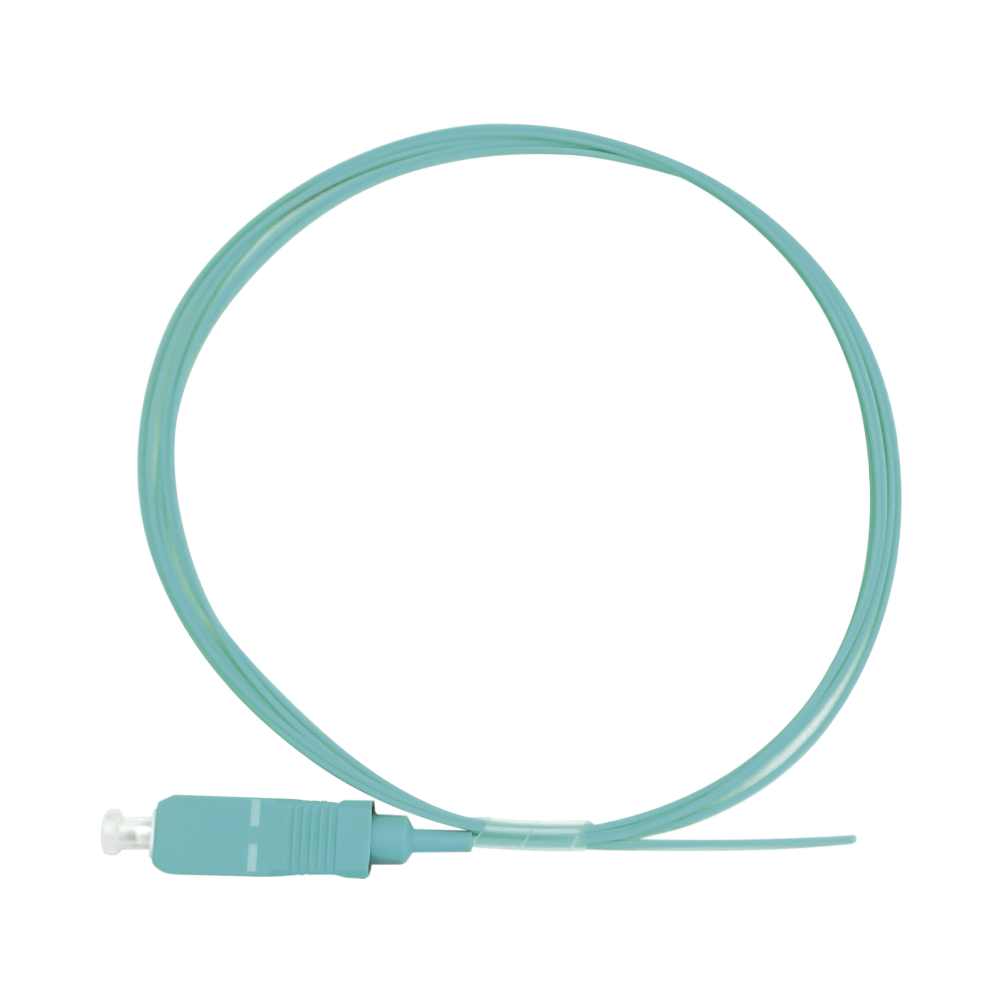 Pigtail de Fibra Óptica Simplex SC, PVC, OM3 50/125, Aqua, 1 metro