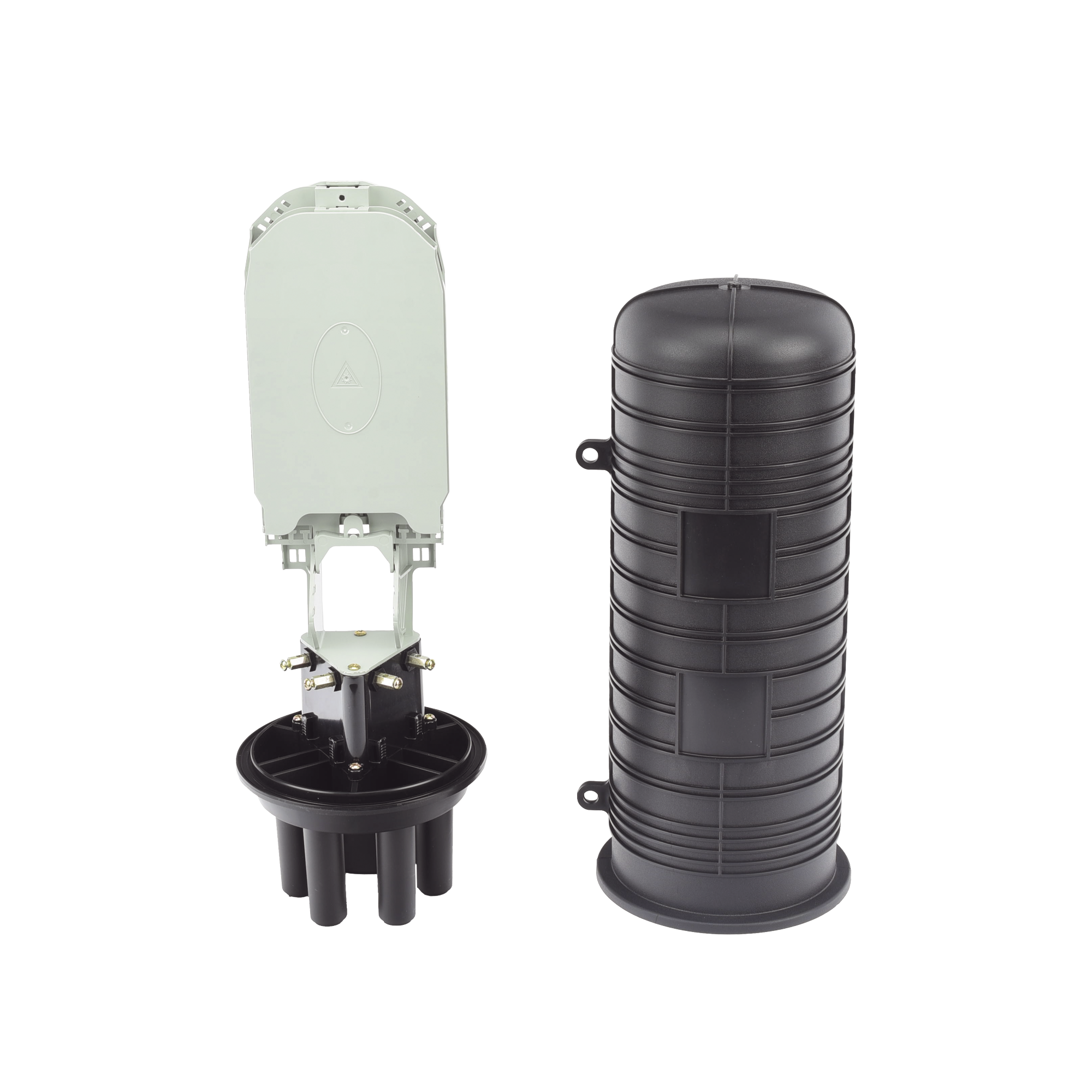 Caja de Distribución de Fibra Óptica Vertical tipo Domo, 48 empalmes (Expandible hasta 96 empalmes con charola LP-FOSCV-48-ST), Exterior, IP68