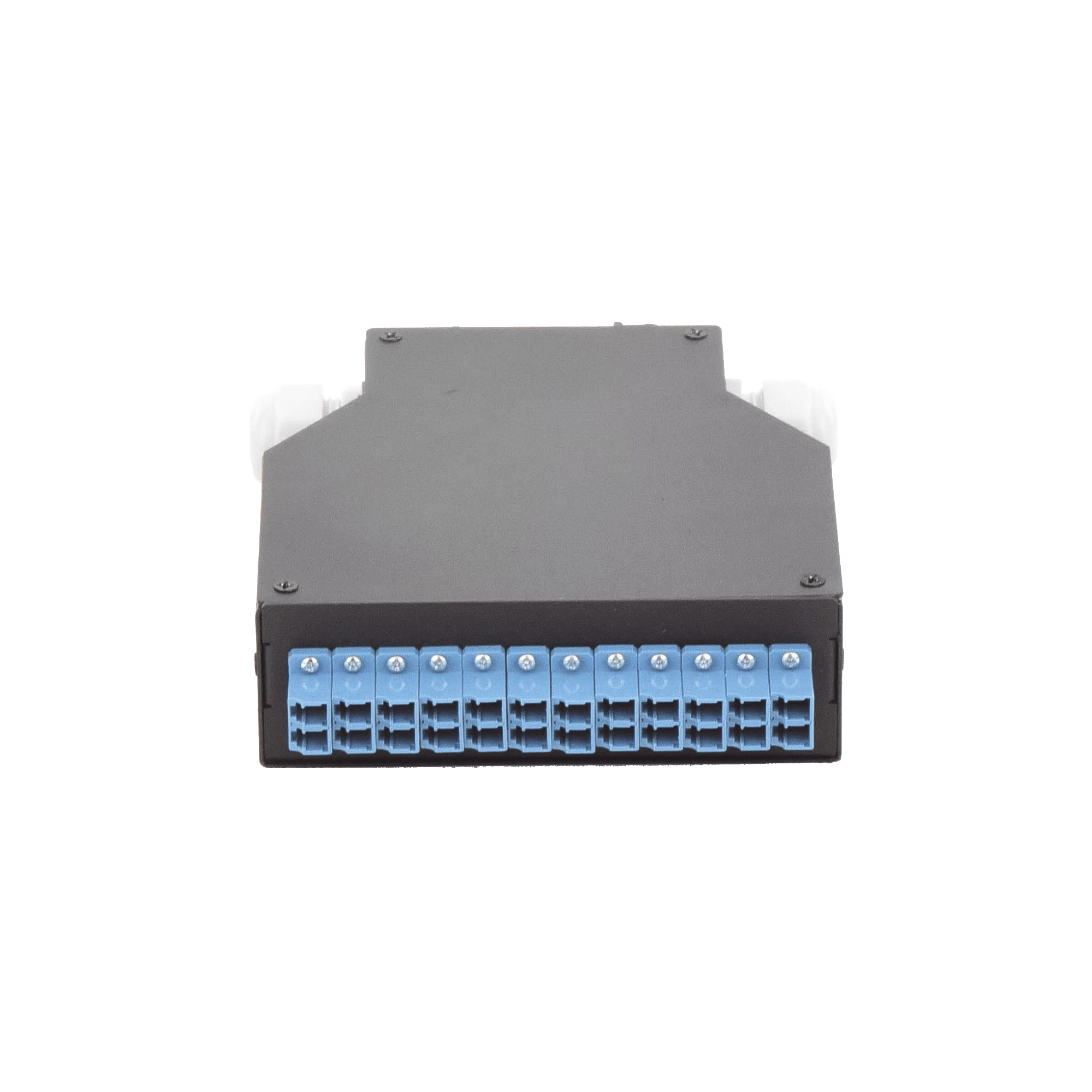 Distribuidor de Fibra Óptica Para Riel Din, 12 acopladores LC/UPC Duplex Monomodo con Charola de Empalme