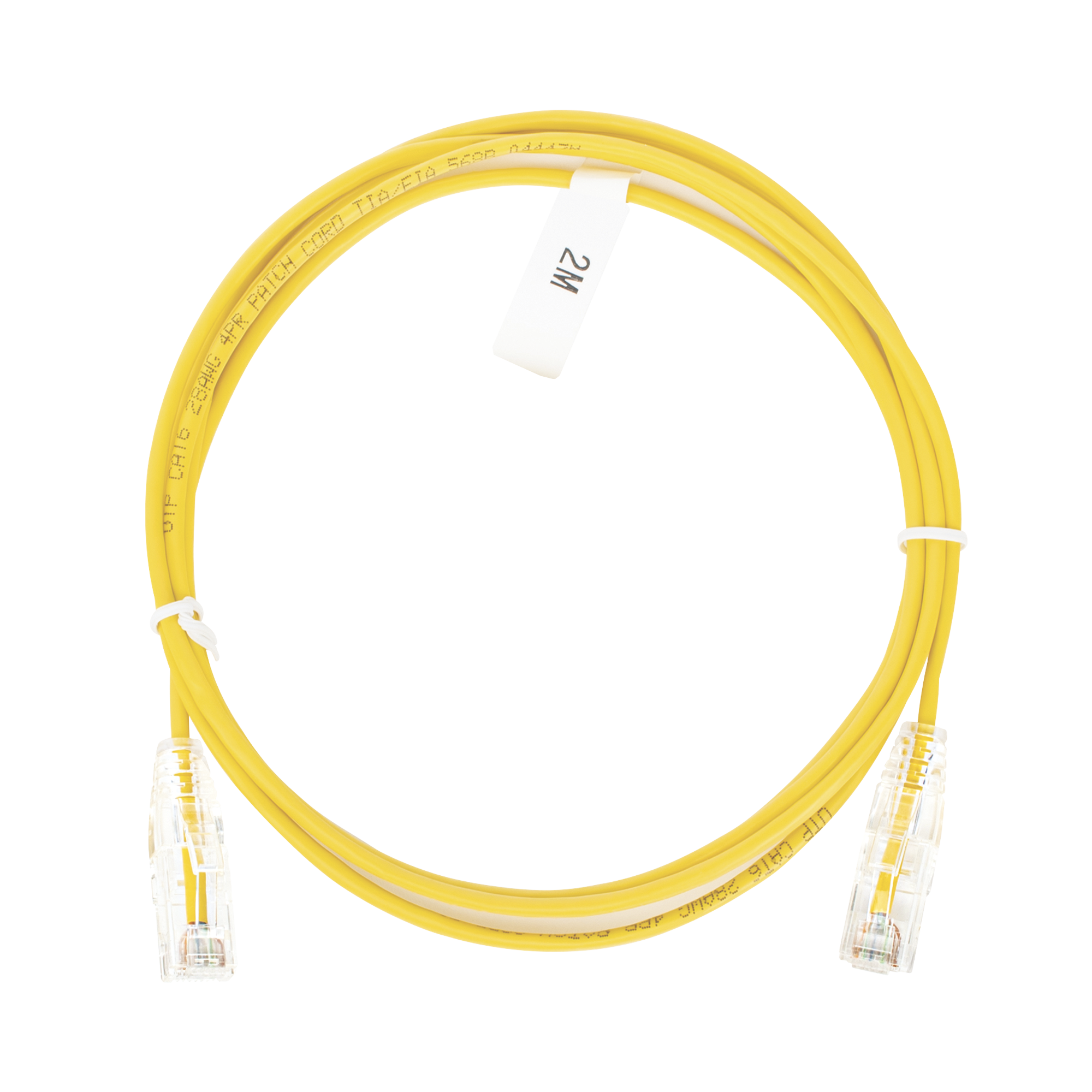 Cable de Parcheo Slim UTP Cat6 - 2 m Amarillo Diámetro Reducido (28 AWG)
