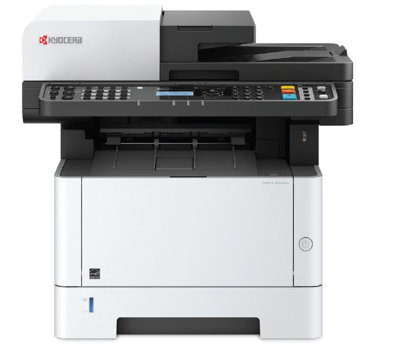 Multifuncional láser KYOCERA M2635dw 4 en 1 monocromático A4 - carta/oficio, 37 PPM.  1, 200 x 1, 200 DPI. Cama plana Oficio. ADF 50 hojas Duplex estándar, Wi