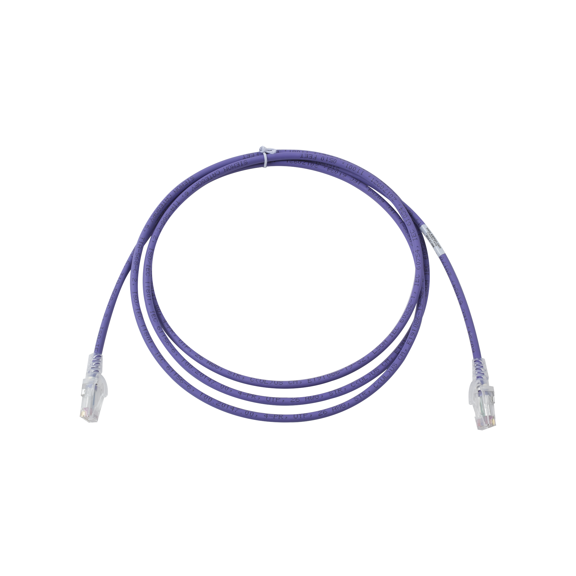 Patch Cord MC6 Modular Cat6 UTP, CM/LS0H, 7ft, Color Violeta, Versión Bulk (Sin Empaque Individual)