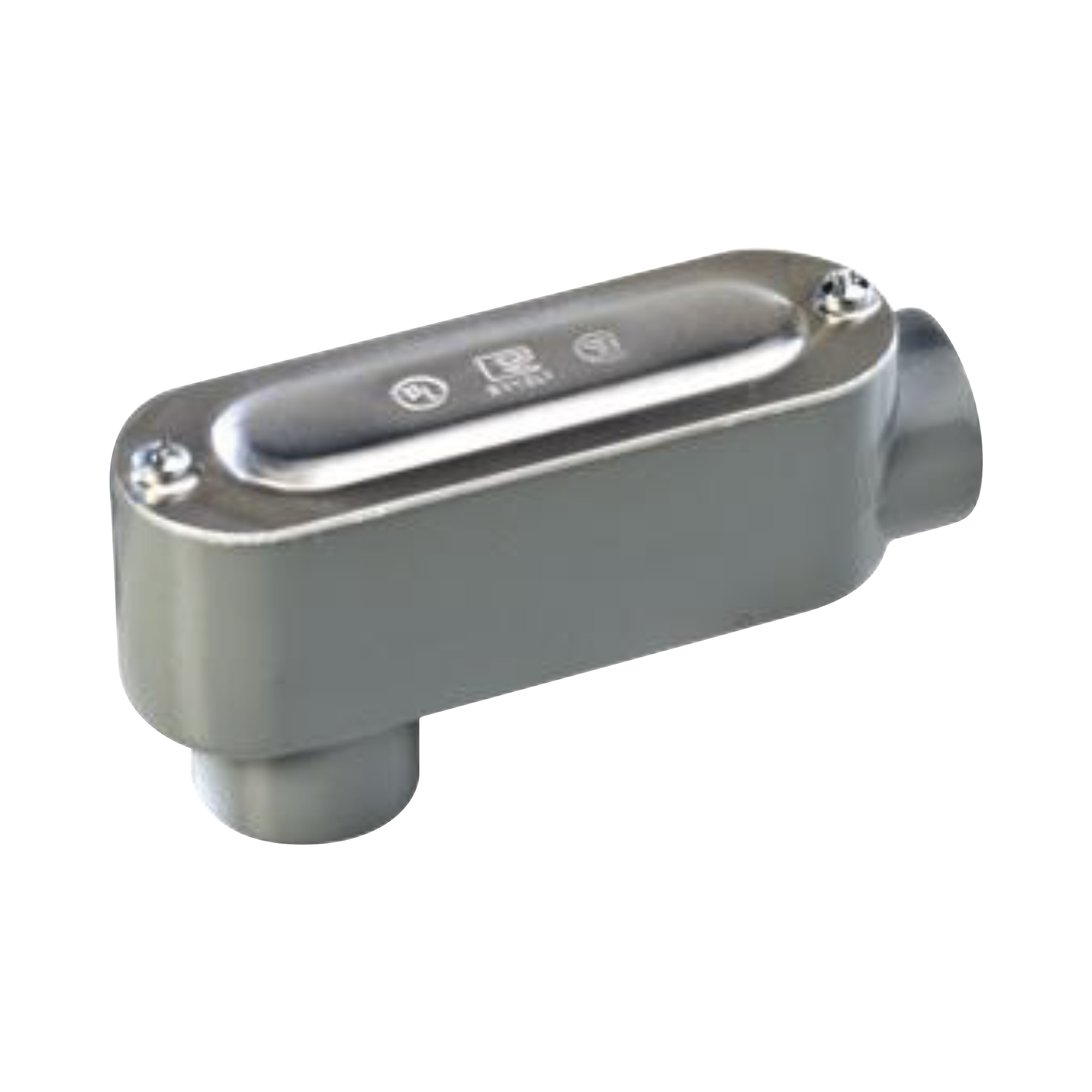 Caja oval roscada tipo LB de 2 1/2' corta (63.5 mm) incluye tapa y tornillos.