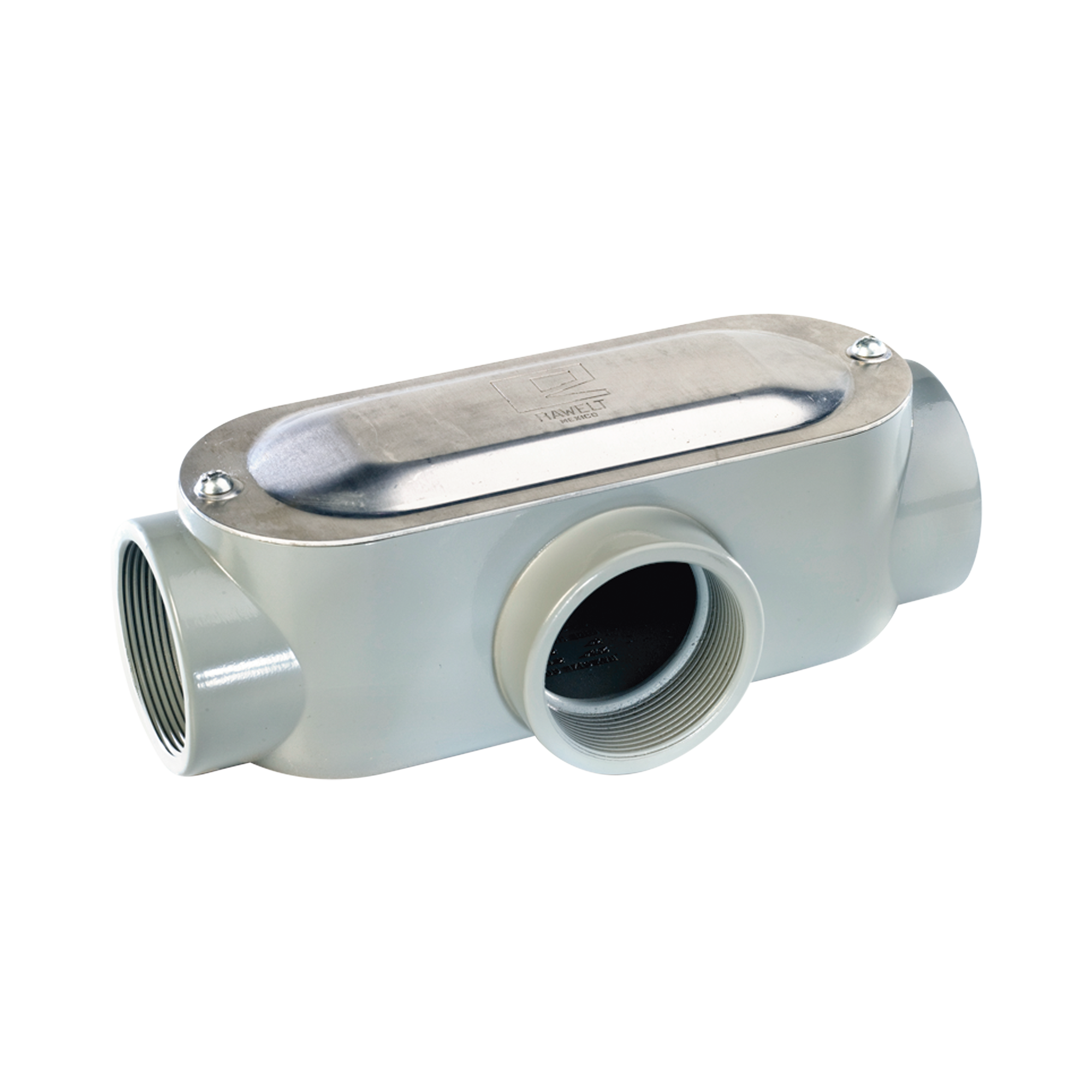 Caja Condulet tipo T de 1/2' (12.7 mm) Incluye tapa y tornillos.