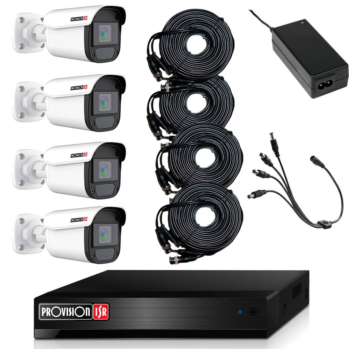 Kit de Videovigilancia PROVISION-ISR PAK4LIGHTCC2MP-28 - Alámbrico, 4 canales, Interior / exterior, 2.8 mm, 2 MP
