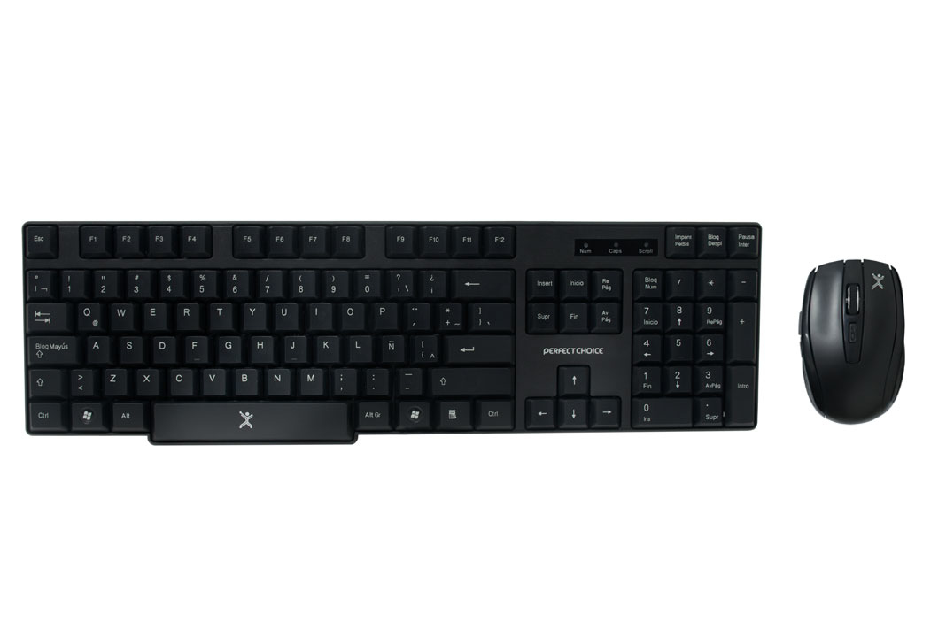 Kit de Teclado y Mouse PERFECT CHOICE - Estándar, Negro, 10 m, 1600 DPI