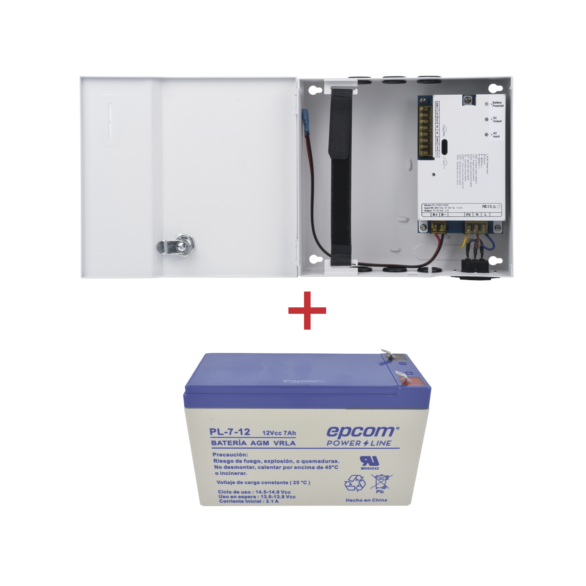 Kit / Fuente PL12DC5ABK + Batería incluída PL712