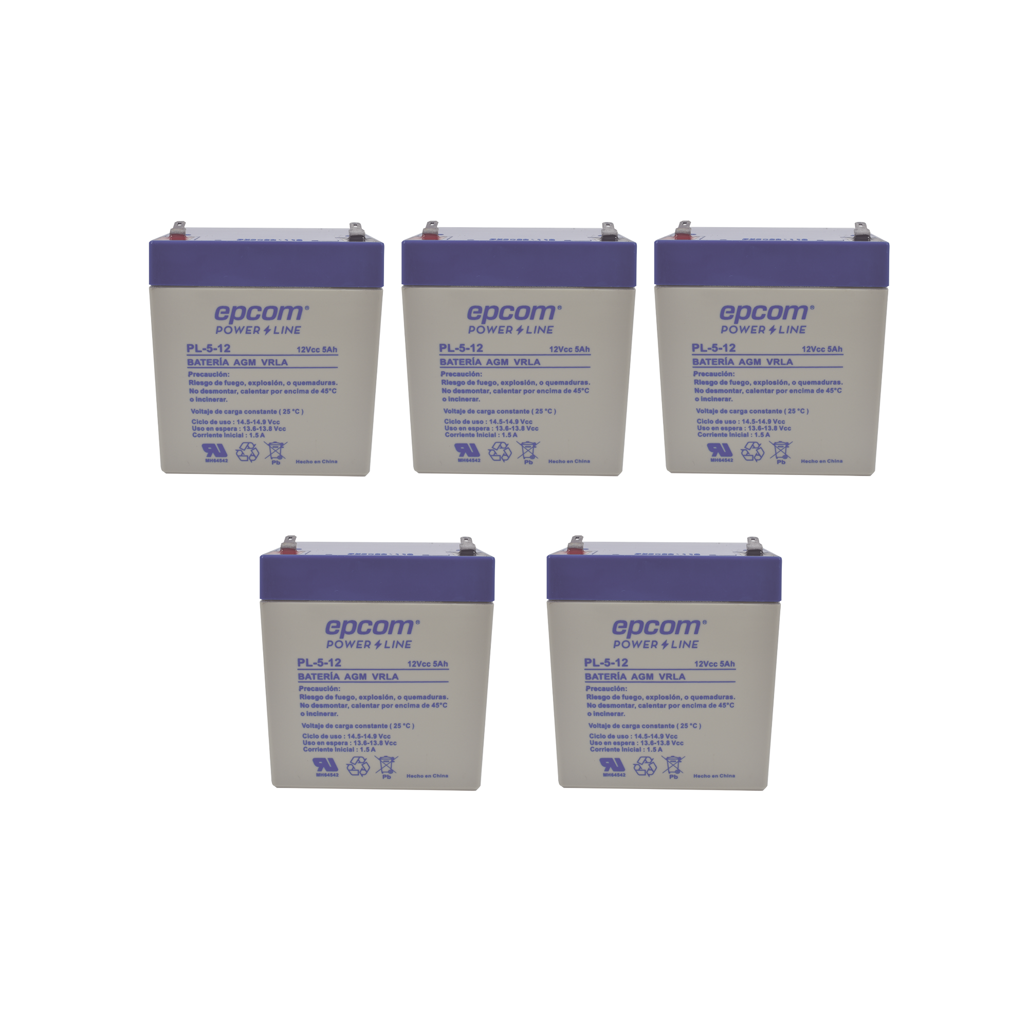 Paquete de 5 Baterías PL-5-12, Ahorre $ con este KIT