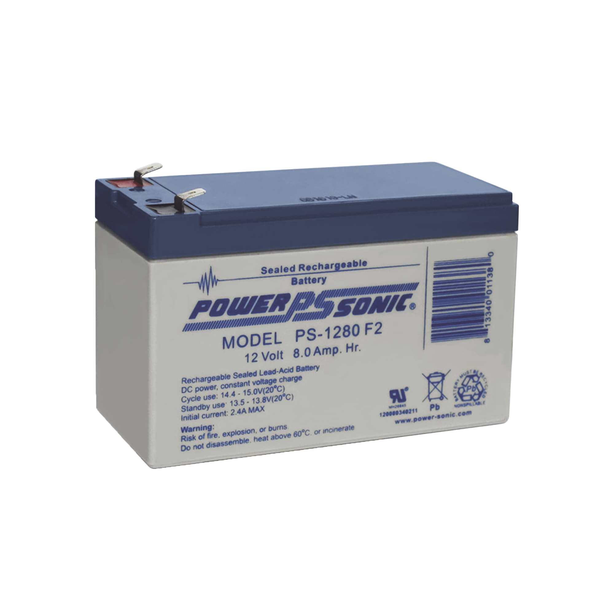 Batería 12V, 8AH, Para Respaldo, Tecnologías AGM/VRLA, 5 Años Vida Útil, Terminales F2, Reconocida UL