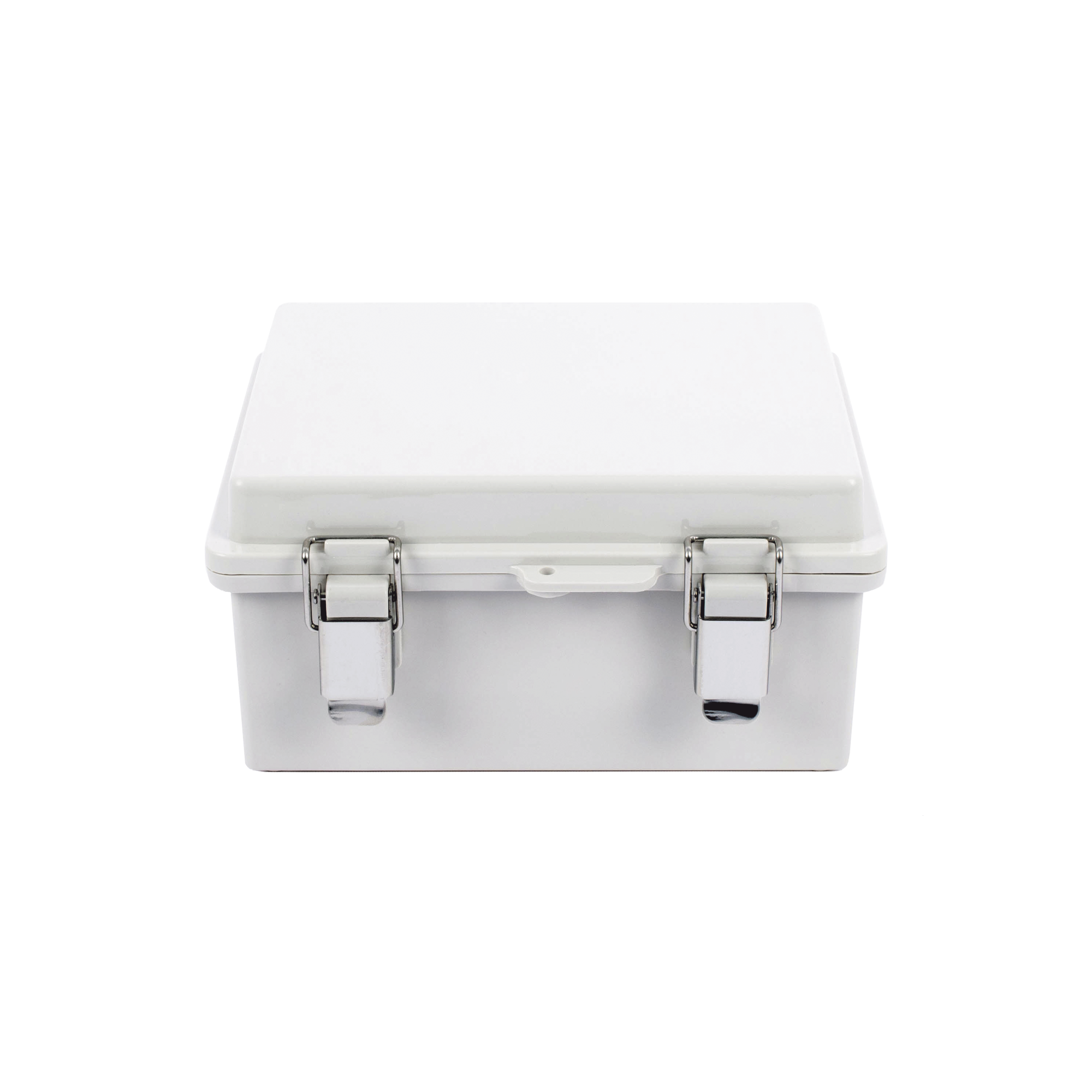 Gabinete de Plástico ABS, Uso en Intemperie IP66 (170 x 220 x 110 mm) Cierre por broche Inoxidable.