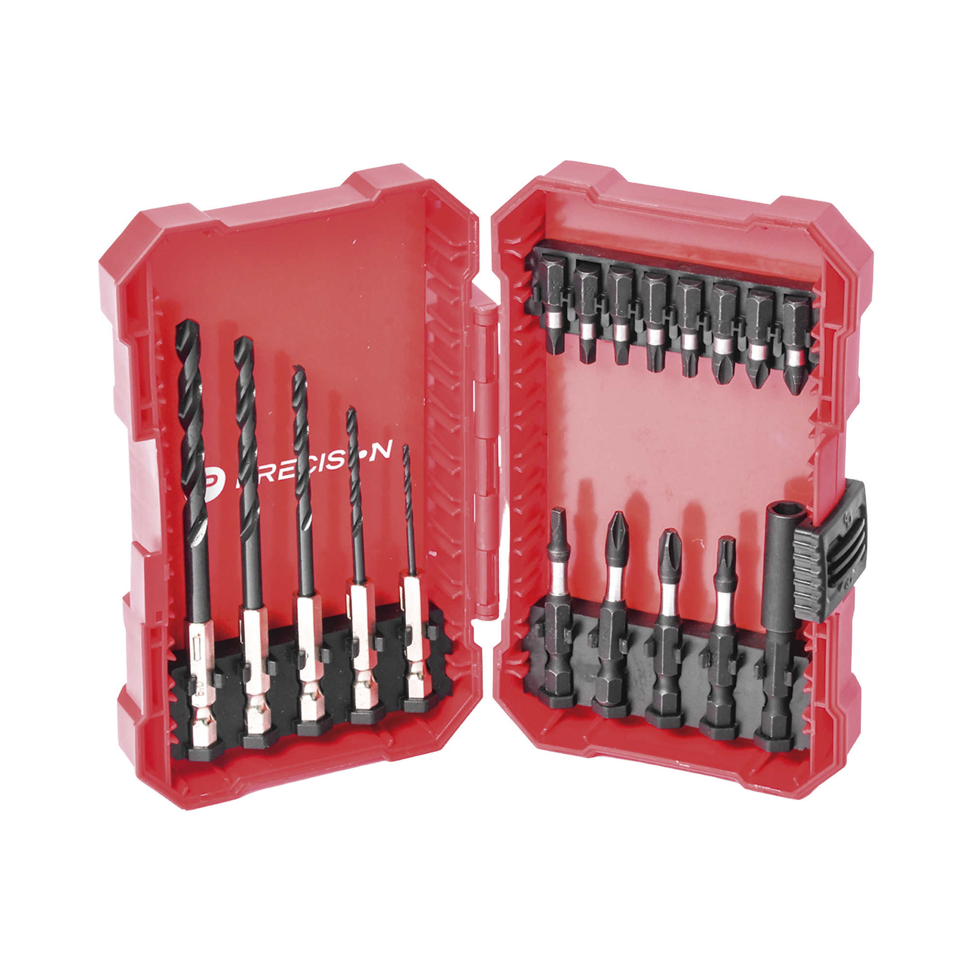 Juego de 18 Puntas y Brocas para Taladro Entrada Hexagonal 1/4'. Incluye Estuche.