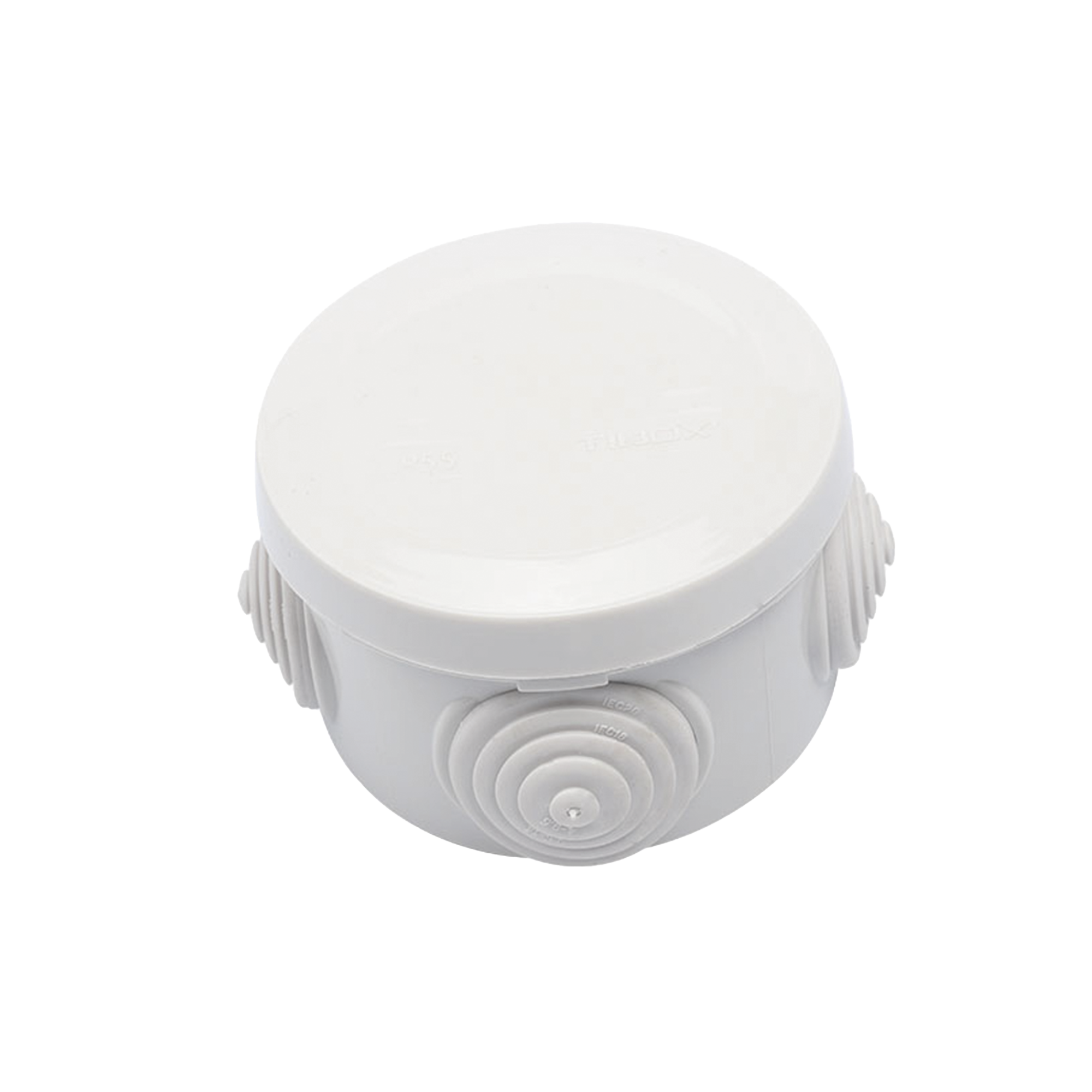 Gabinete Derivación de Plástico Circular con 4 Glándulas de Goma (70 diámetro X 48 alto mm)