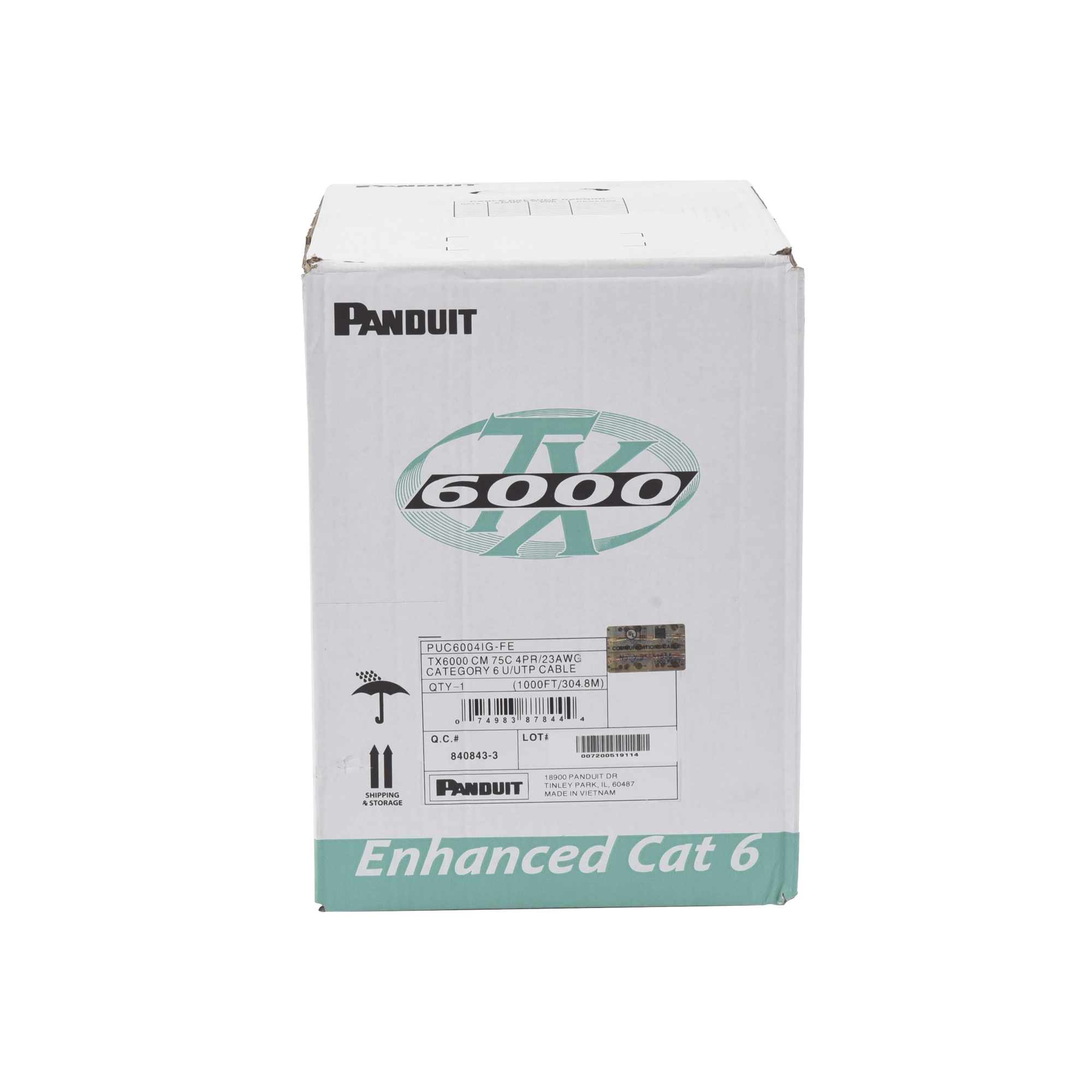 Bobina de Cable UTP 305 m. de Cobre, TX6000™ PanNet, Reelex, Gris Internacional, Categoría 6 Mejorado (23 AWG), PVC (CM), de 4 pares