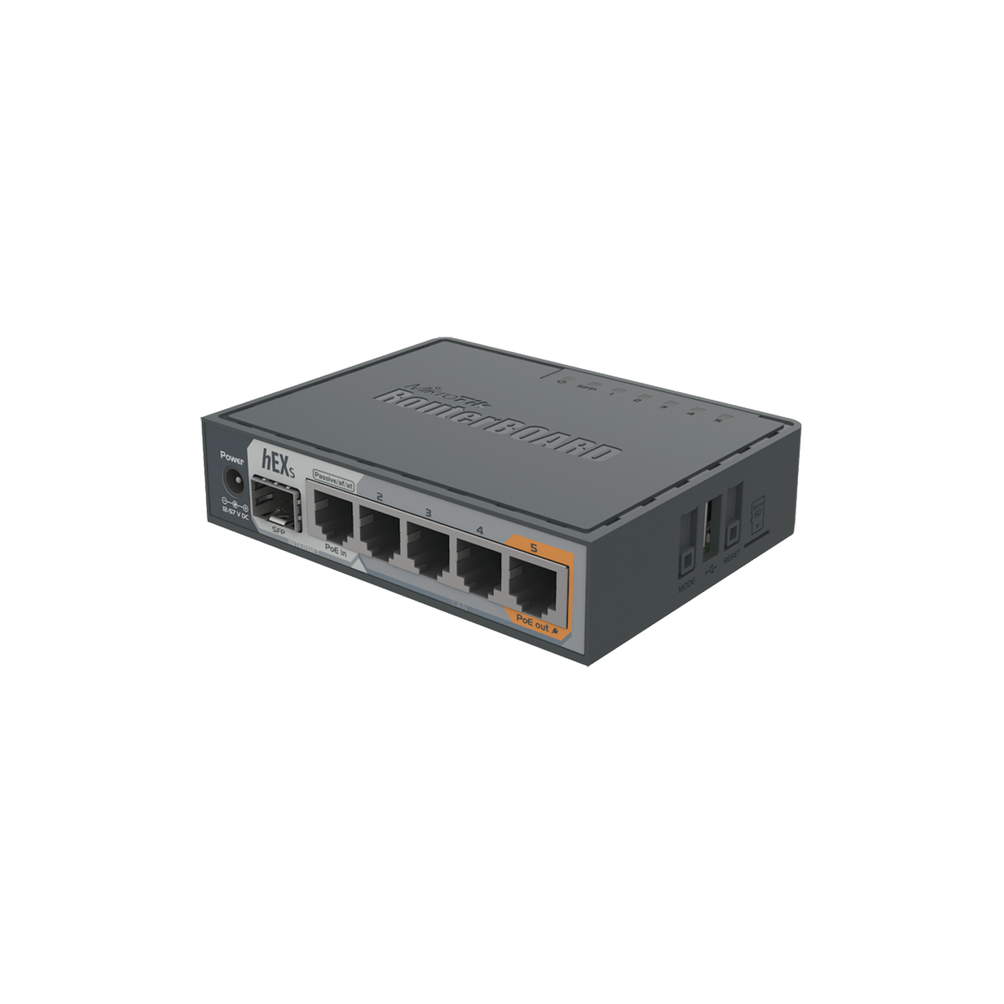 (hEX S) Router Dual Core, 5 puertos Gigabit, 1 Puerto SFP, PoE in, PoE Out