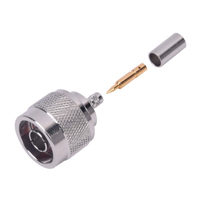 Conector N Macho de Anillo Plegable para Cables Coaxiales RG-58/U, RG-142/U, LMR-195, Níquel/ Oro/ Teflón.?
