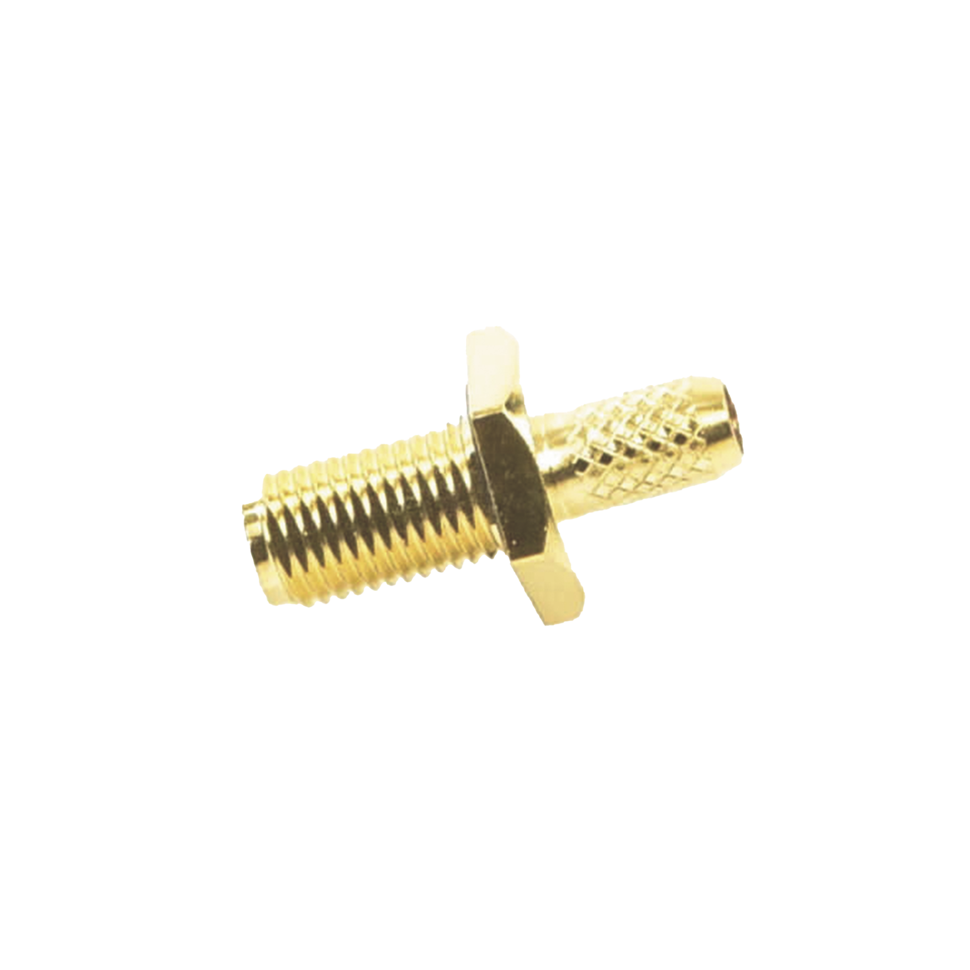 Conector SMA Hembra Inverso de Chasis en D Plano, Anillo Plegable para Cable RG-142/U, Oro/ Oro/ Teflón.