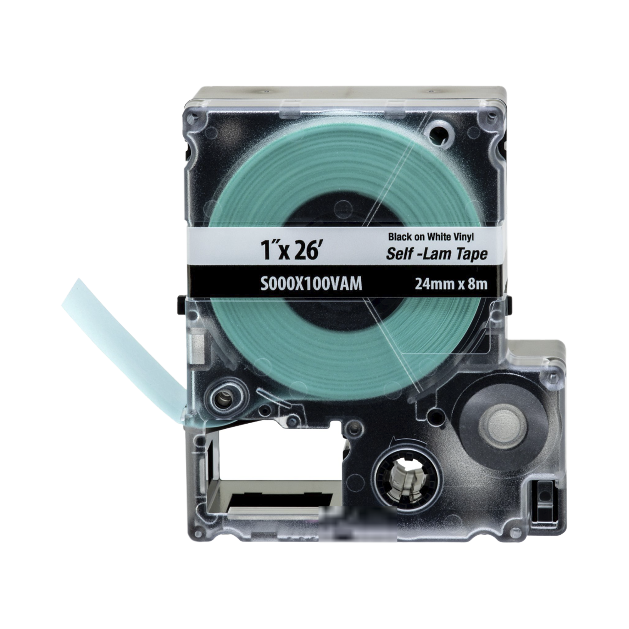 Casete de Etiquetas Autolaminadas de Cinta Continua, de 24 (1 in) mm de Ancho, 8 m de Largo, Para Cables de 2.5 a 5.1 mm (10 - 12 AWG) de Diámetro, Color Blanco