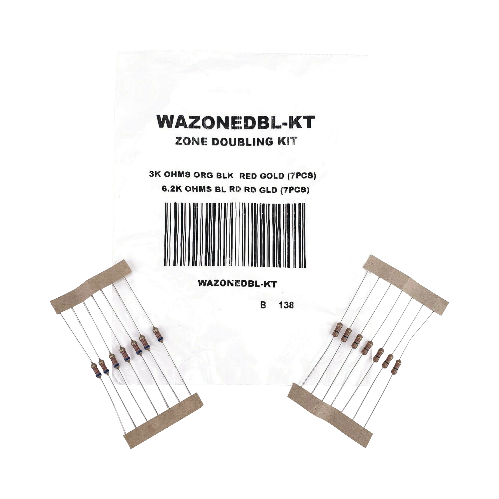 Resistencias de 3K y 6.2K para doblar zonas en panel VISTA48LA