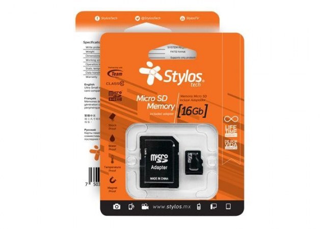 Memoria Micro SD 16GB C/A Stylos. STMS161B - 