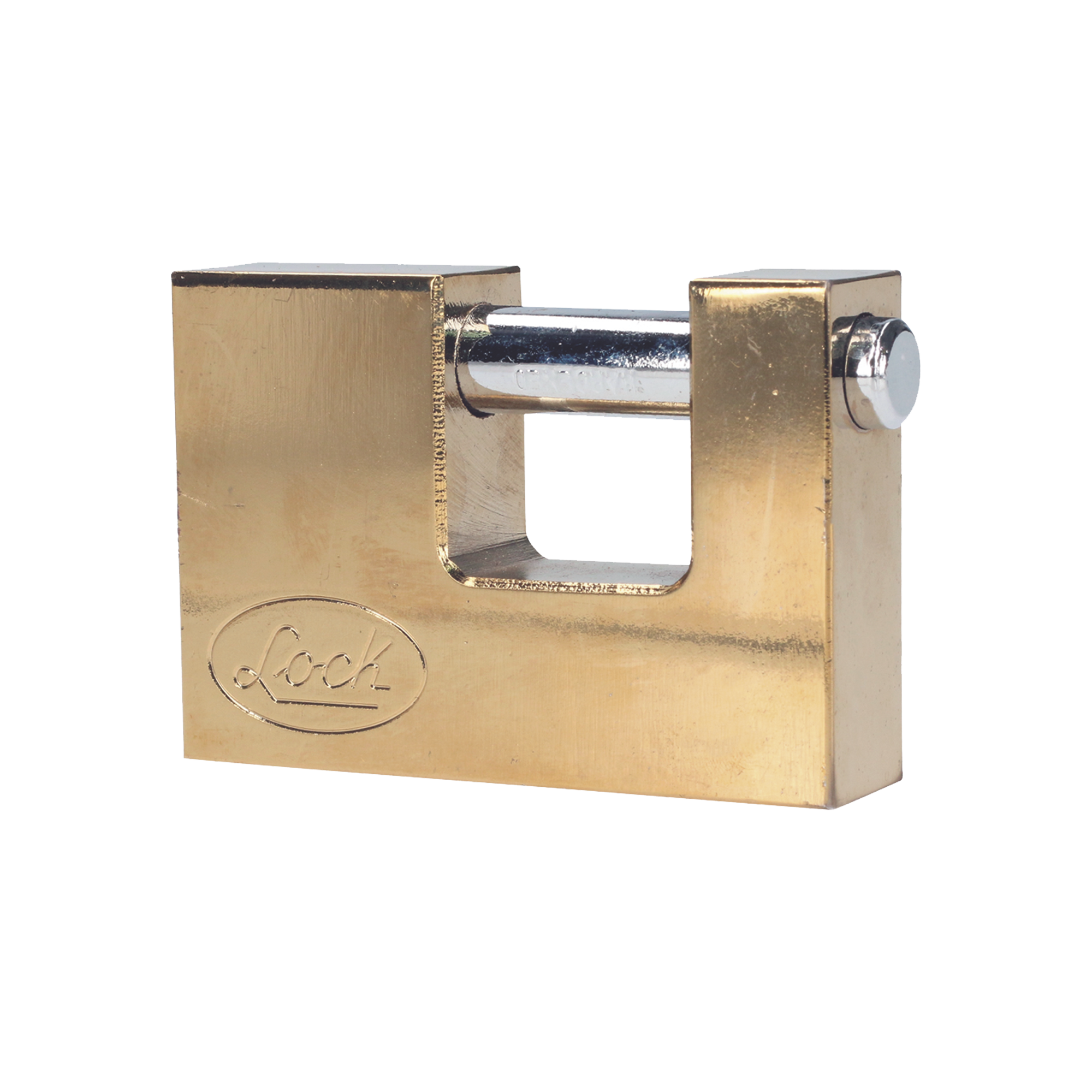 Candado de acero para Cortina Metálica / Medida 70 mm/ Acabado Latón Brillante / Nivel de Seguridad 6 / Llave Estándar.