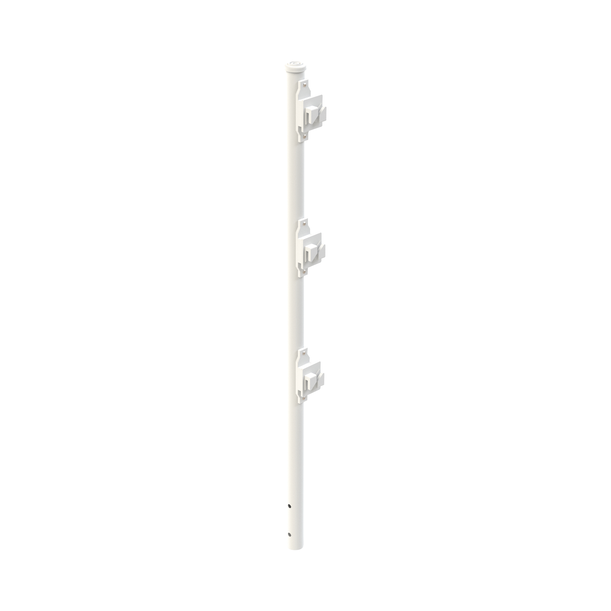 Poste de Paso Blanco de 0.75m para Cerca Electrificada. Tubo Galvanizado cal. 18 de 1'Diam. con Tapón y 3 Aisladores Instalados.