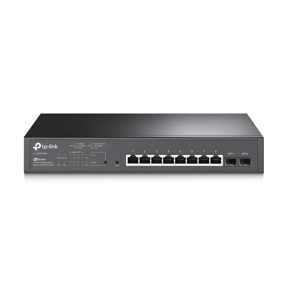 Switch TP-LINK TL-SG2210MP - administrable OMADA POE de 8 puertos 10/100/1000 Mbps 802.3at / af POE+ y 2 Gigabit SFP