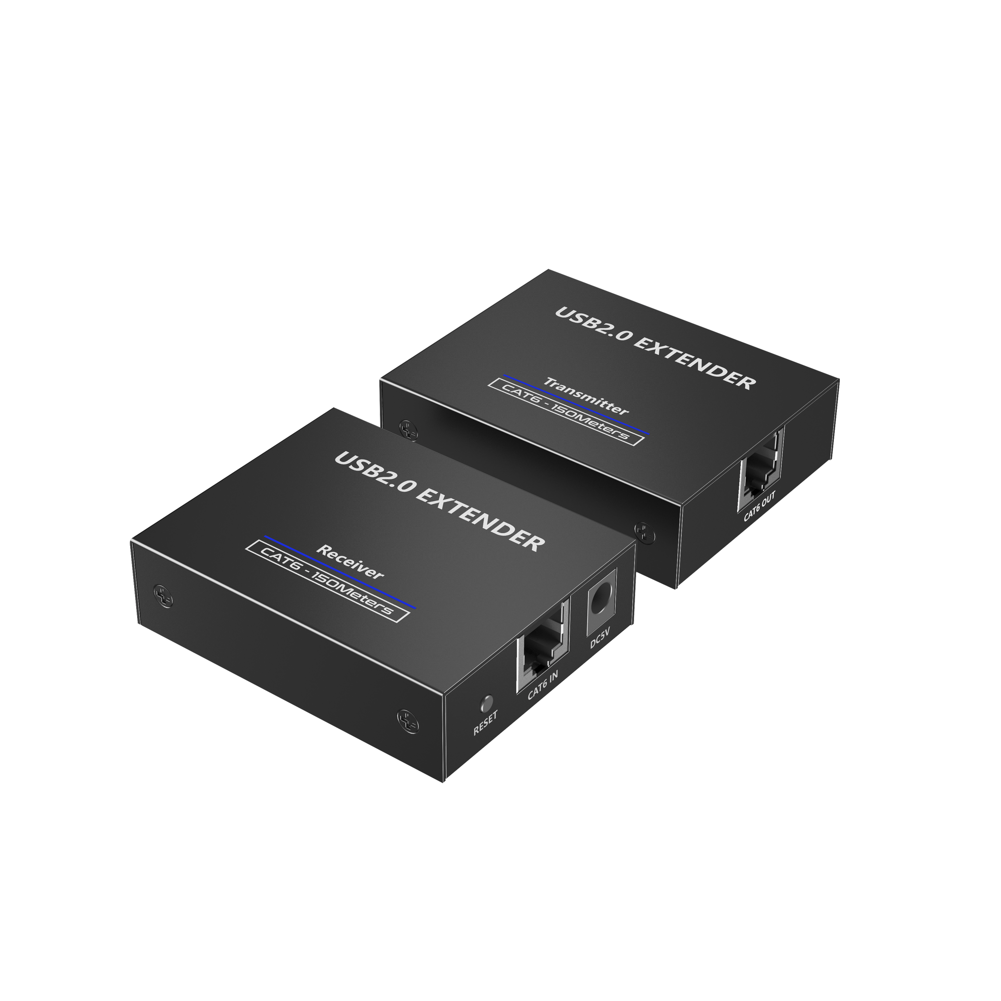 Kit EXTENSOR USB 2.0 de 4 Puertos para Distancias de Hasta  150 m / Soporta USB 2.0, USB 1.1 y USB 1.0 / UTP Cat 5e/6/6a/7 / Soporta Switch Gigabit / Ideal para Cámaras WEB, Impresoras, Escáner, Memorias, Mouse, etc.