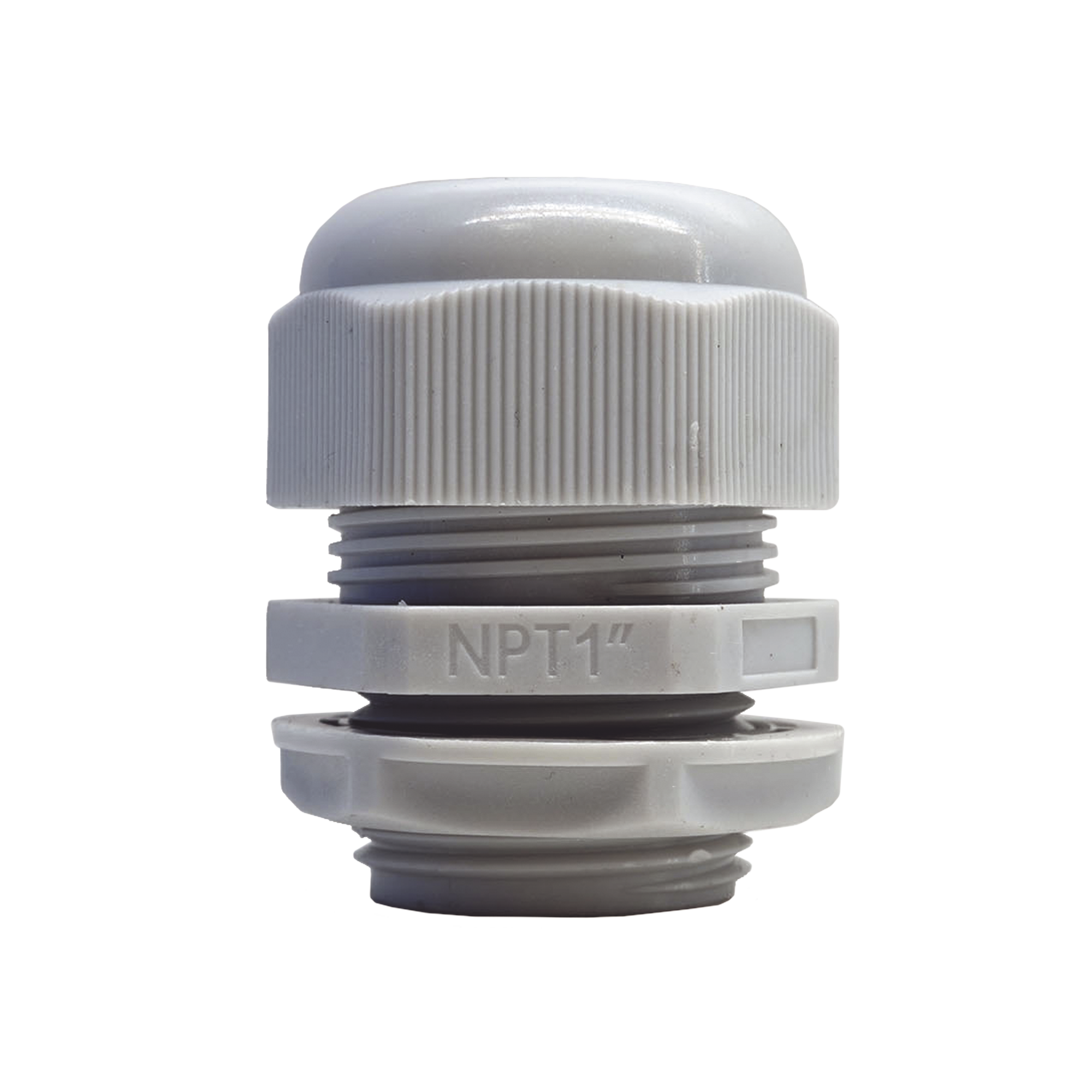 Conector Plástico Blanco Tipo Glándula para Rosca NPT 1'