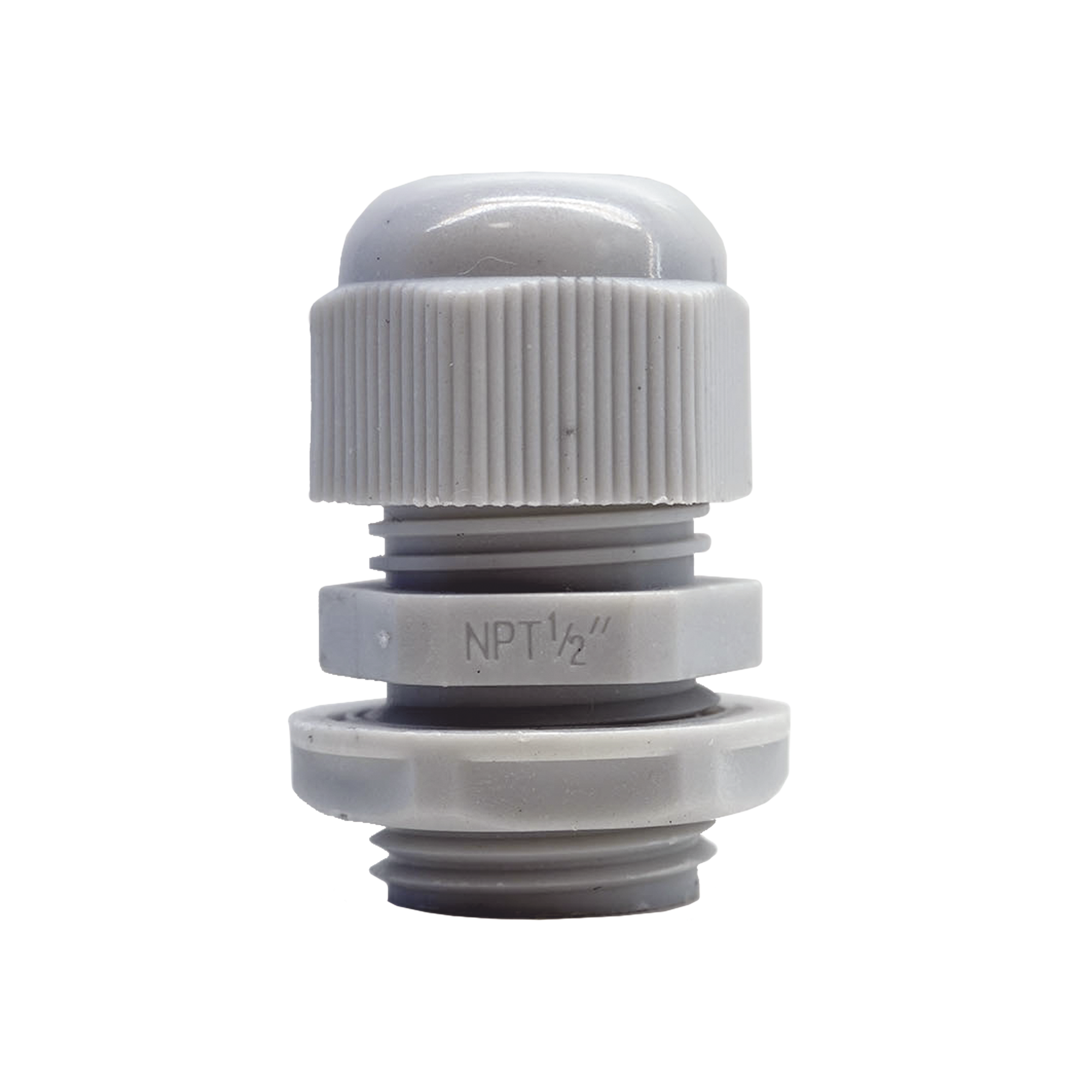 Conector Plástico Blanco Tipo Glándula para Rosca NPT 1/2'