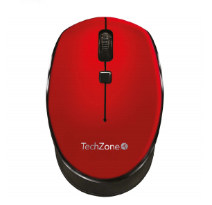 Mouse inalámbrico Start Red TechZone - hasta 1600 DPI's, 3 botones, textura en rubber, 1 año de garantía.