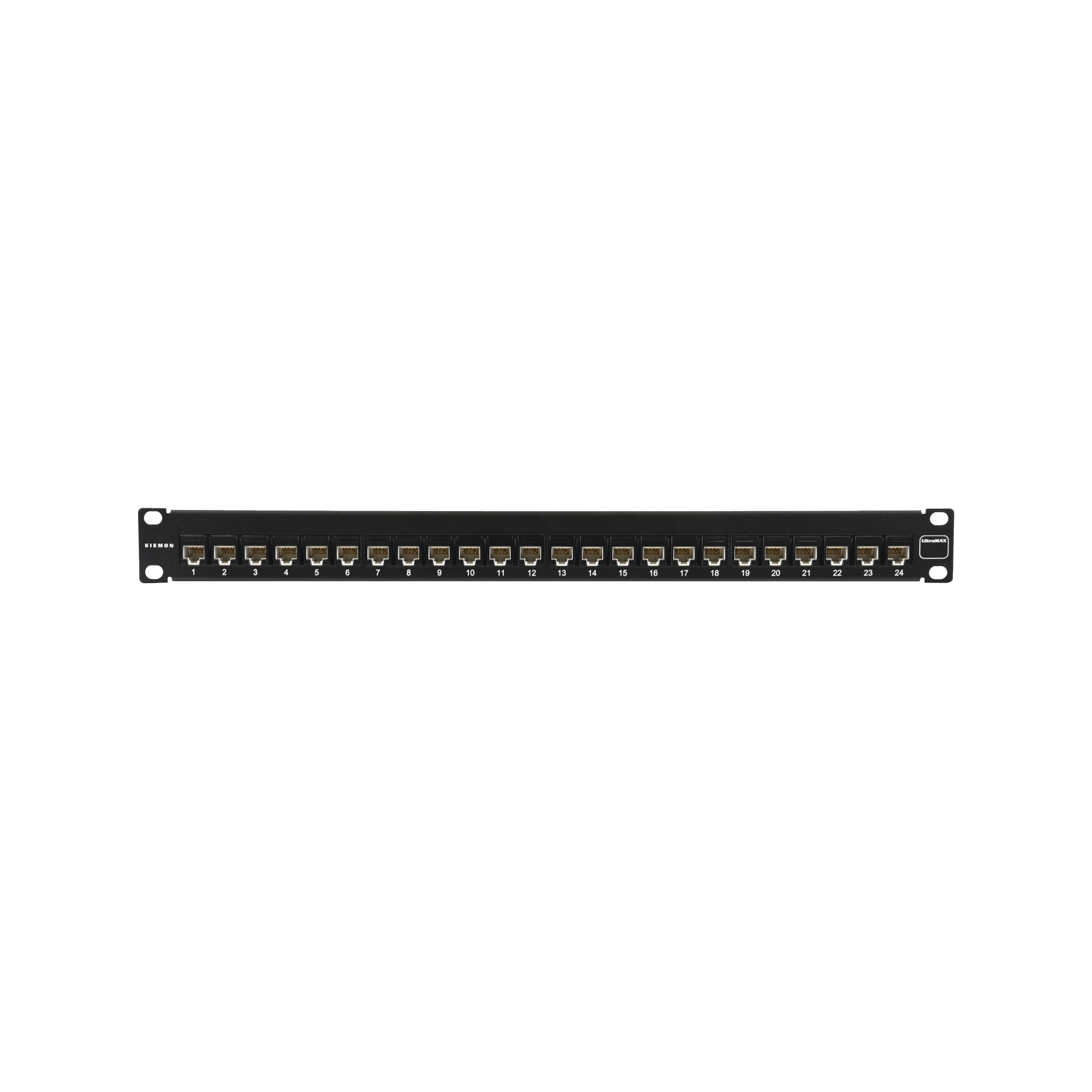 Patch Panel UltraMAX. UTP, Precargado con Jacks Cat5e, 24 Puertos, Plano, 1U
