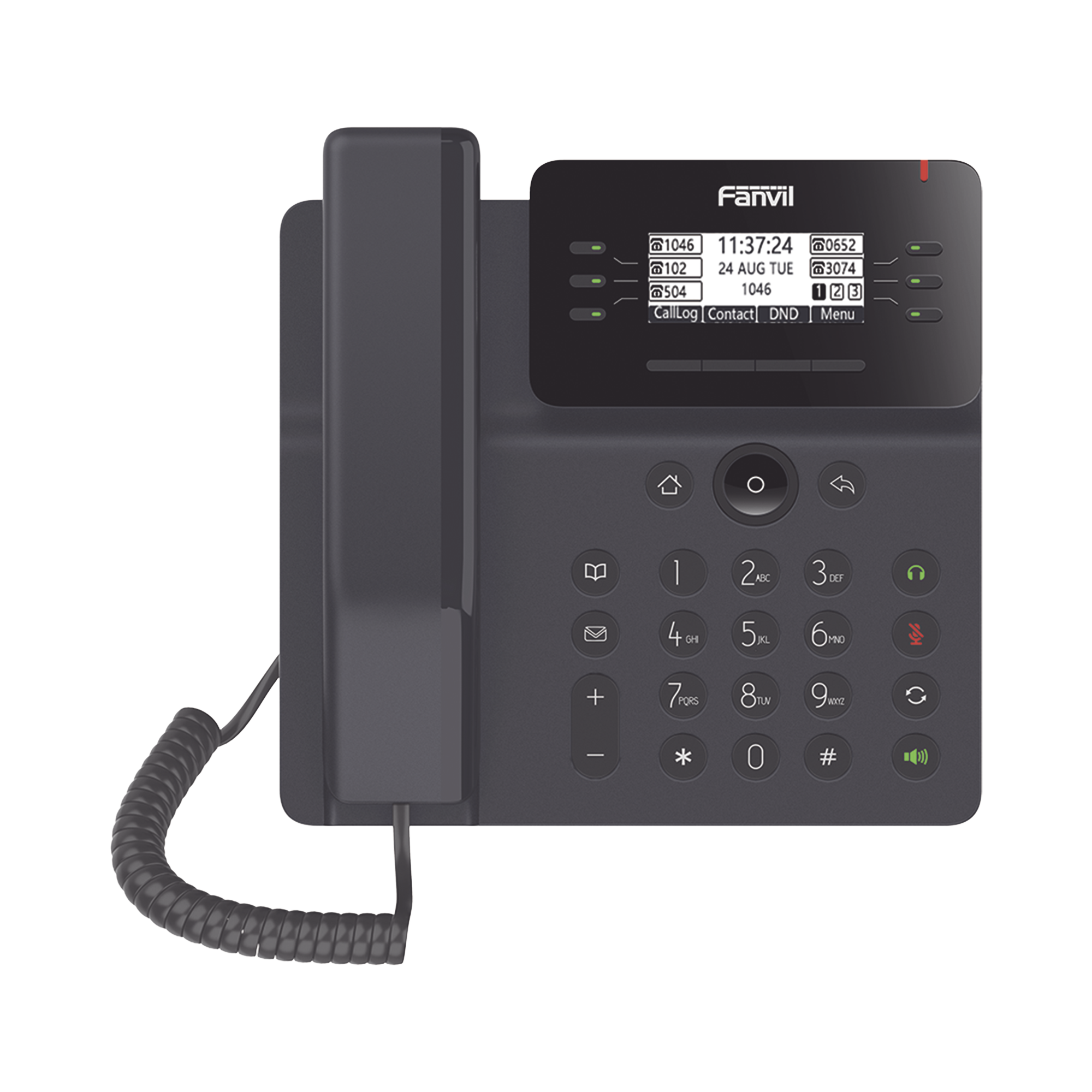 Teléfono IP Empresarial Esencial para 6 líneas SIP, pantalla grafica matriz de puntos, PoE, puertos Gigabit, conferencia local de 6 vías.