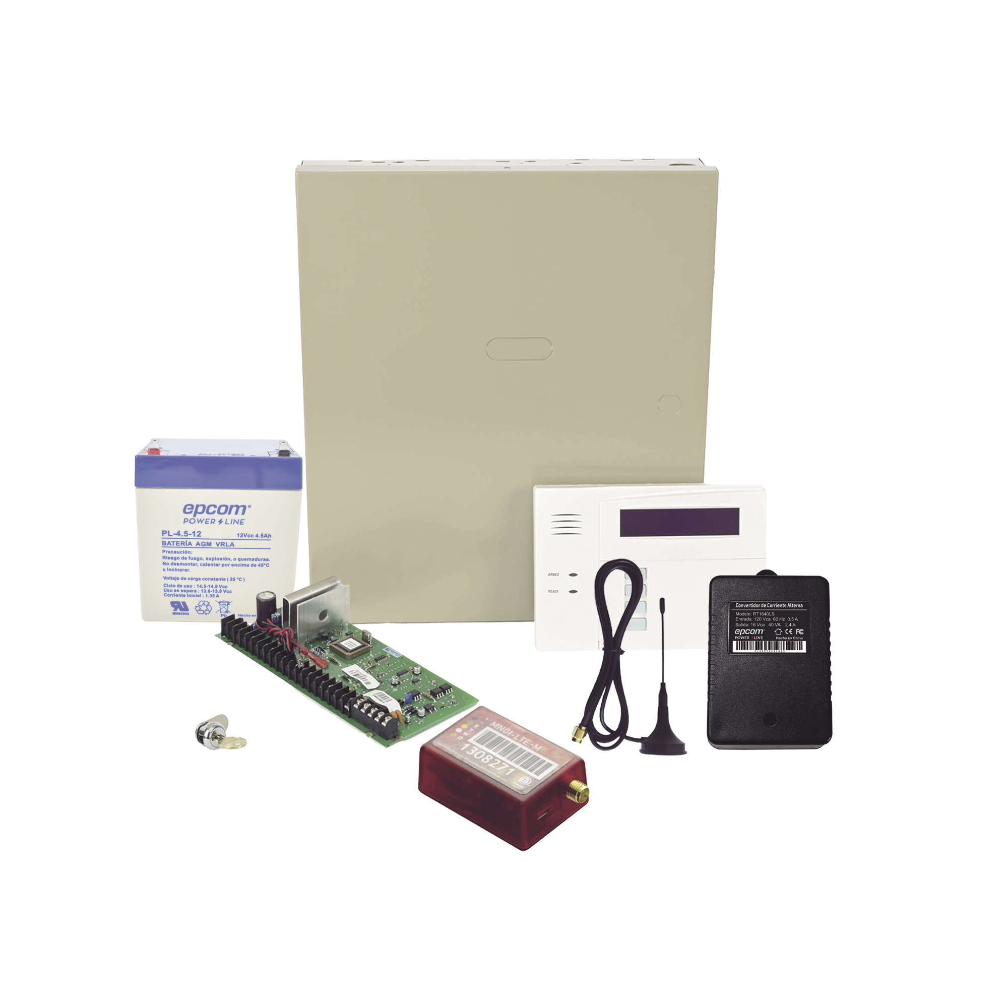 (2 Años 4GLTEM/5G ILIMITADO INCLUIDO)  Kit Vista48LA con comunicador 4GLTEM/5G MN01, Teclado, Gabinete, Bateria y Transformador