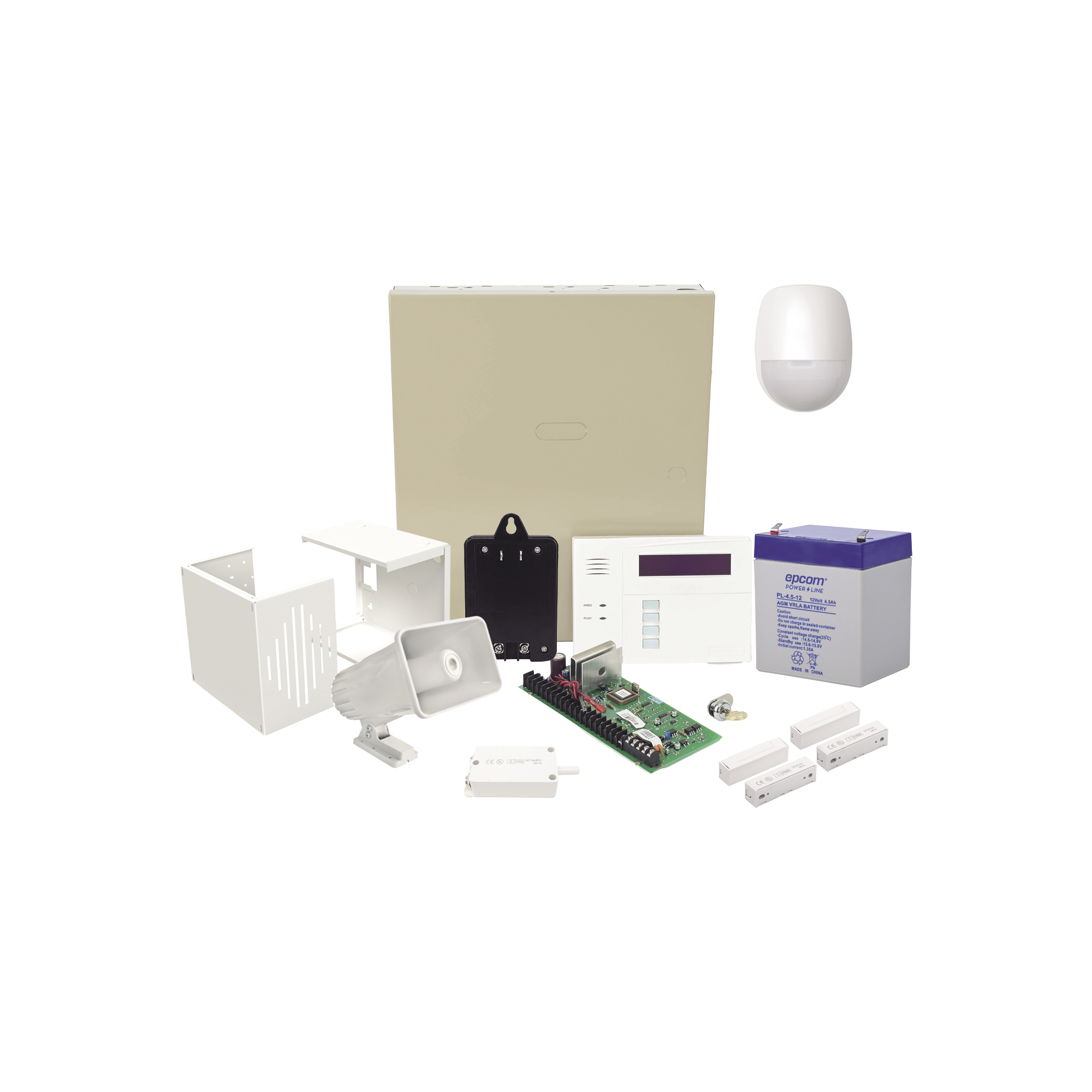 Kit Cableado con VISTA48/6160RF, Batería, Transformador, Sensor Pir, Contactos Magnéticos, Sirena, Gabinete de sirena y Tamper