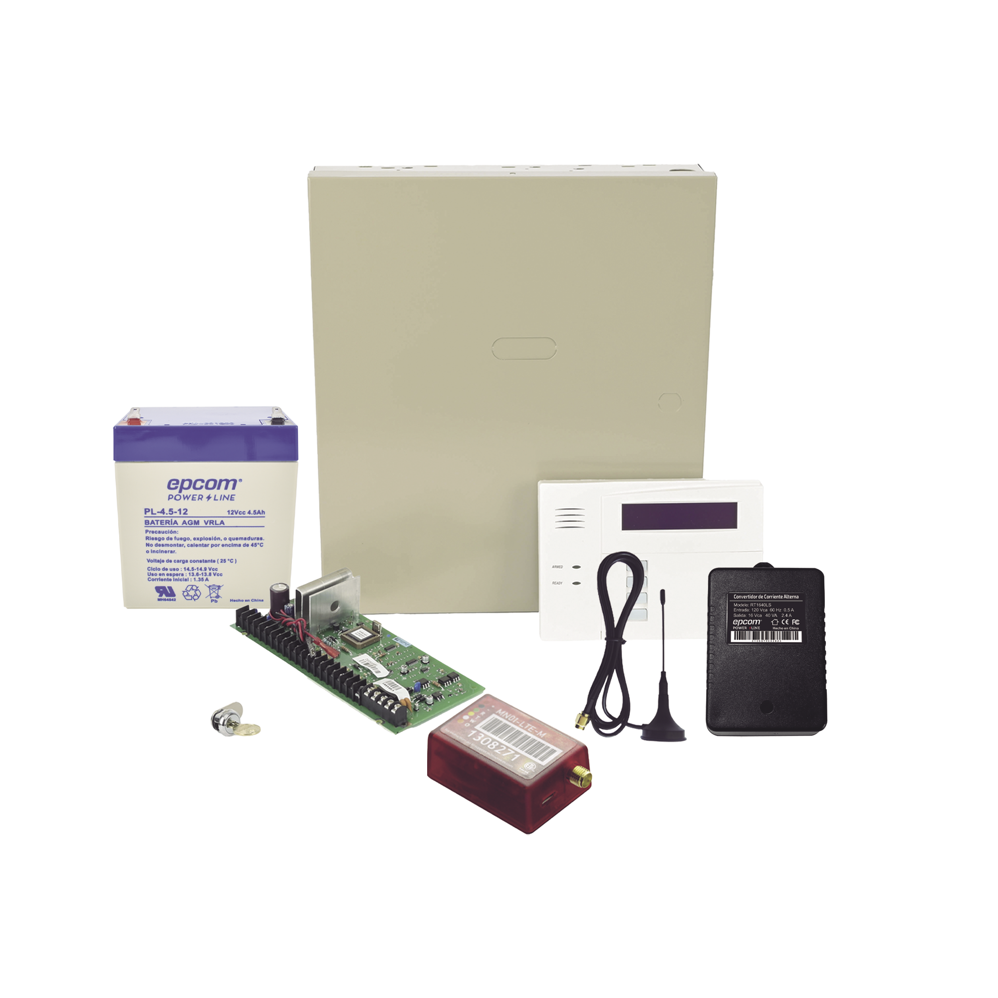 (2 Años 4GLTEM/5G ILIMITADO INCLUIDO)  Kit Vista48LA con comunicador 4GLTEM/5G MN01, Teclado, Gabinete, Bateria y Transformador