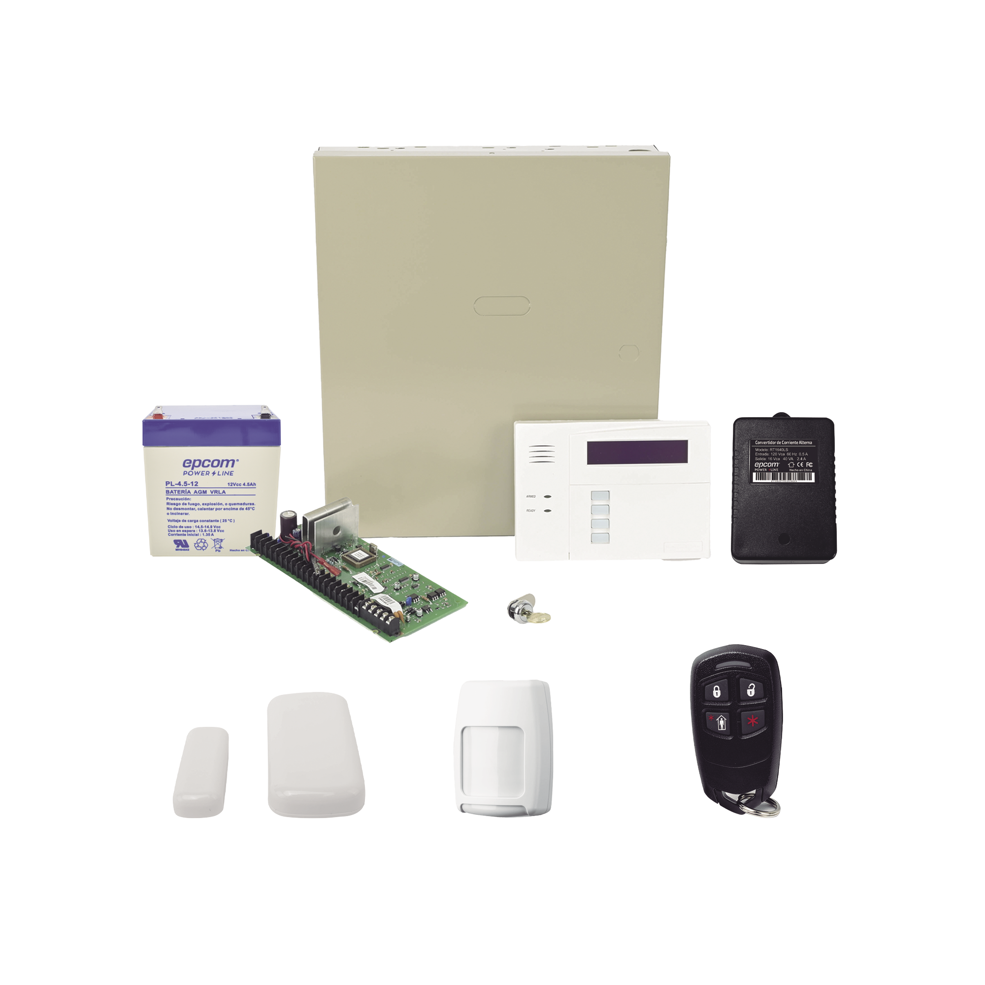 Kit inalámbrico de panel VISTA48 con teclado 6160RF receptor inalámbrico, 2 contactos 5800MINI, 1 PIR 5800PIR, 1 Control Remoto 58344, Batería y Transformador