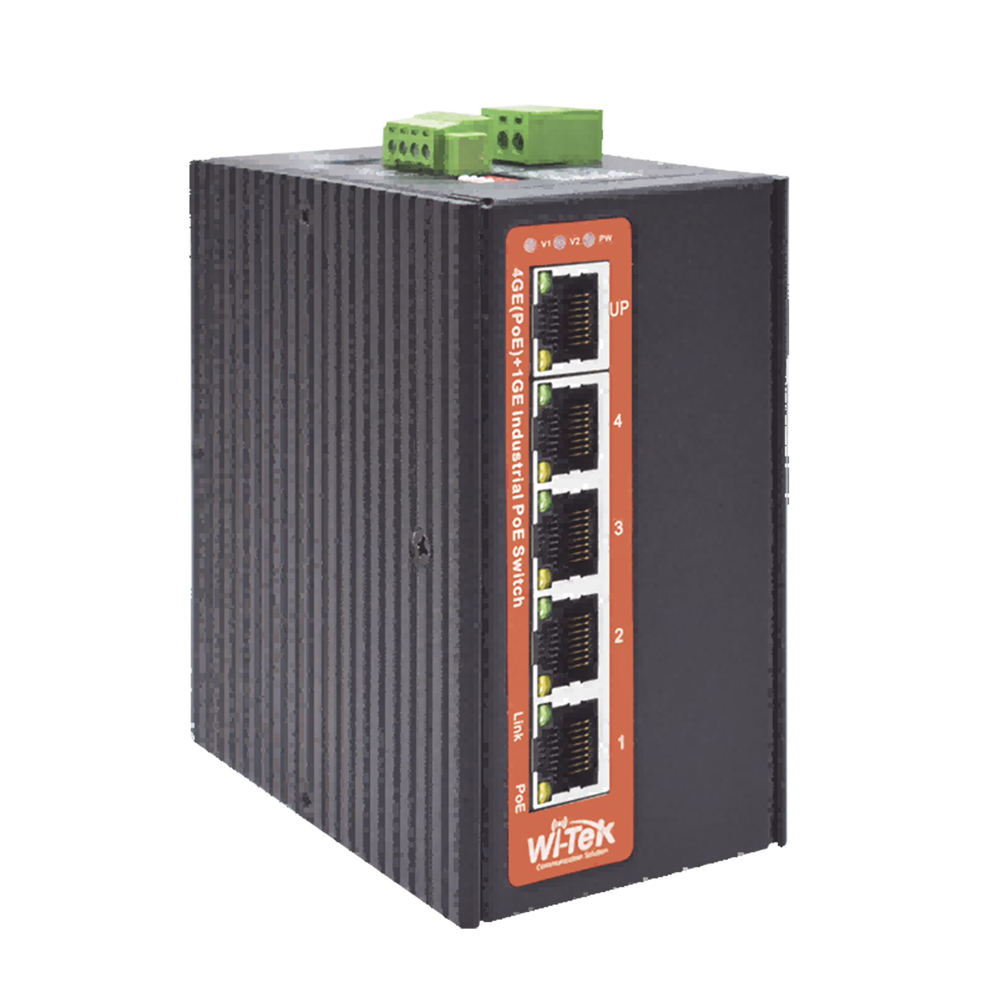 Switch Industrial PoE++ / No administrable / Con 4 puertos Gigabit PoE / 1 puerto Gigabit Uplink / Presupuesto 120W