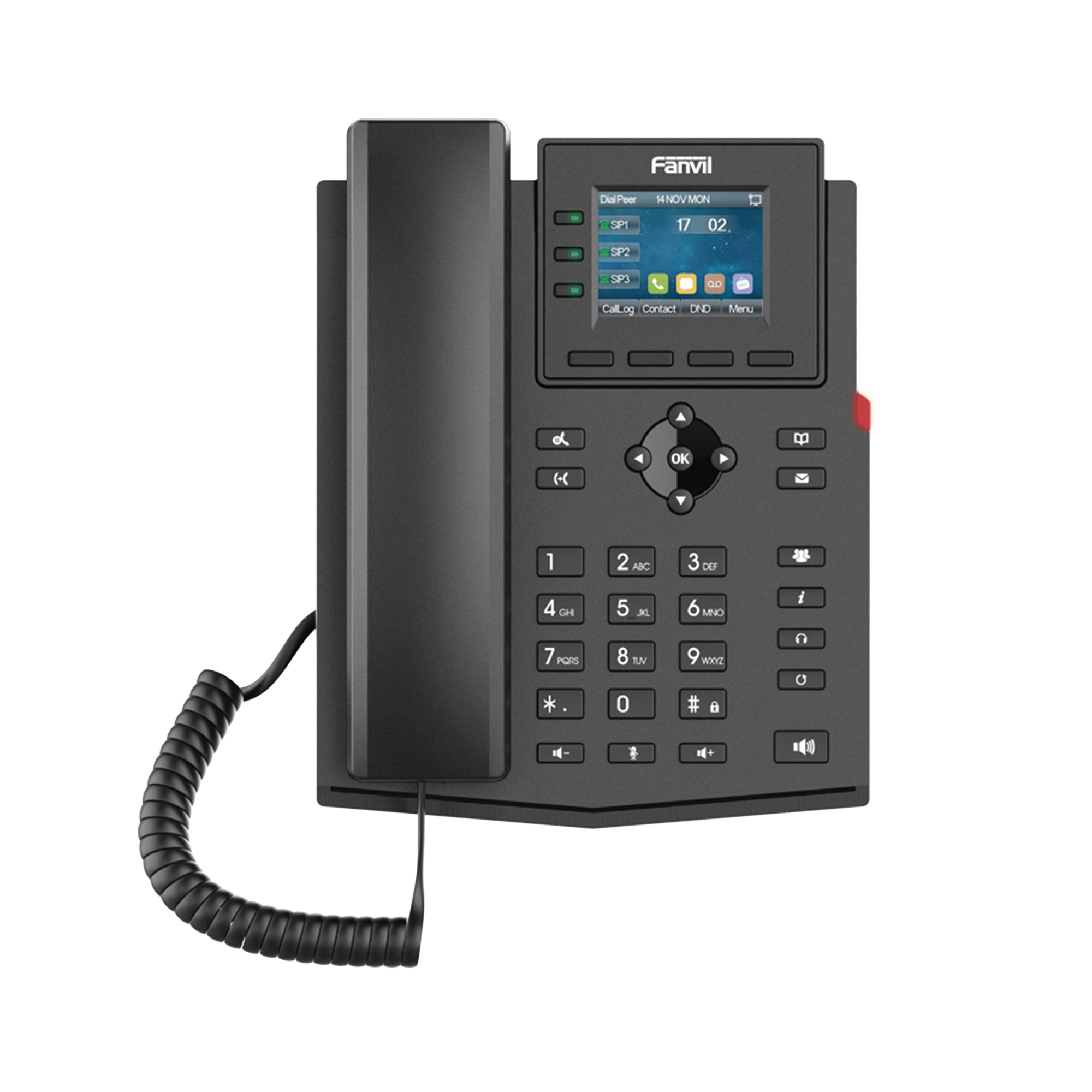 Teléfono IP Wi-Fi empresarial para 4 líneas SIP con pantalla LCD de 2.4 pulgadas a color, Opus y conferencia de 3 vías, PoE.