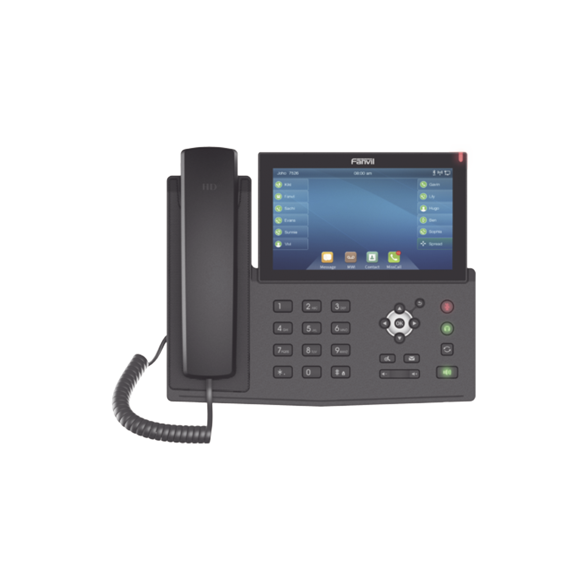 Teléfono IP empresarial para 20 lineas SIP, pantalla táctil, Bluetooth integrado para diadema, PoE y hasta 127 botones DSS con doble puerto Gigabit, soporta recepción de video