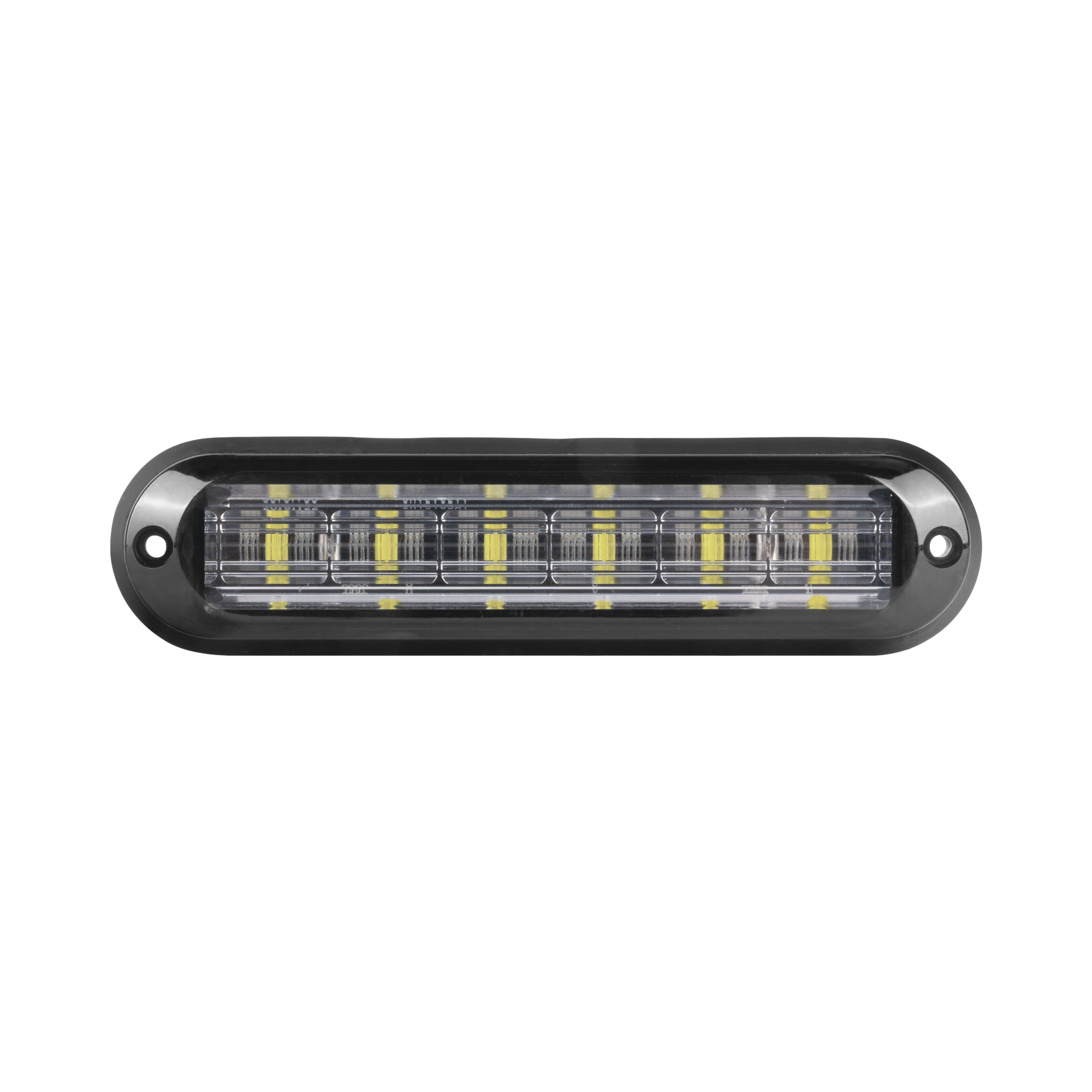 Luz Auxiliar Ultra Brillante  IP67 de 6 LEDs, Color Rojo/Azul, con mica transparente y bisel negro